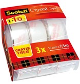Scotch Scotch Crystal tape, rekverpakking, 19 mm x 7.5 m, 2 rollen + 1 gratis
