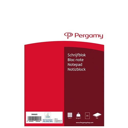 Pergamy Pergamy schrijfblok, 60 g/m², ft A5, 100 vel, geruit 5 mm
