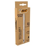 Bic Bic balpen Cristal Re-new, zilveren lichaam, zwarte inkt, doos met 1 stuk en 2 navullingen