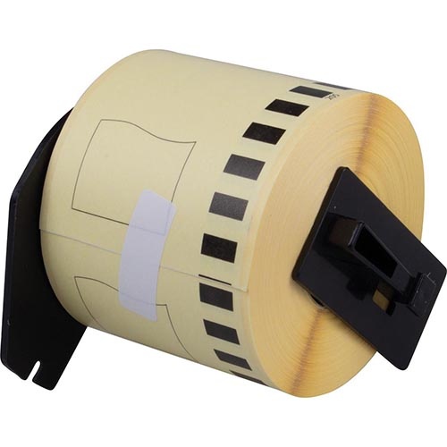 Merkloos Compatible tape Brother QL, breedte: 62 mm, witte papiertape, verwijderbaar