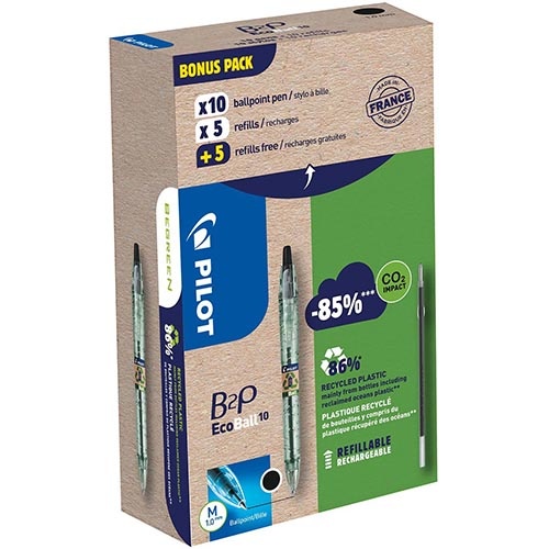 Pilot Pilot Ecoball balpen B2P BeGreen medium, zwart