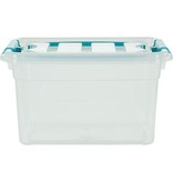 Whitefurze Whitefurze Carry Box opbergdoos 13 liter, transparant met blauwe handvaten