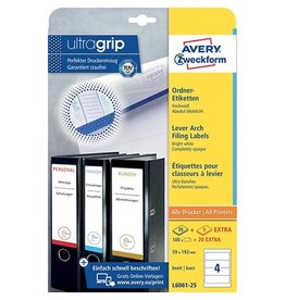 Avery Zweckform Avery Zweckform L6061-25 ordnerrugetiketten ft 19,2 x 5,9 cm (b x h), 120 etiketten, wit