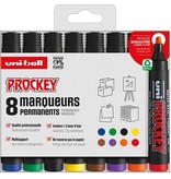 Uni-ball Uni-ball permanent marker Prockey PM-126, schuine punt, large, etui van 8 stuks