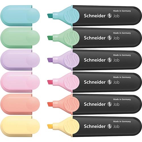 Schneider Schneider markeerstift Job 150, etui van 6 stuks in geassorteerde pastelkleuren