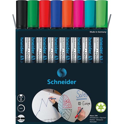 Schneider Schneider Maxx 290 whiteboardmarker, 6 + 2 gratis, assorti