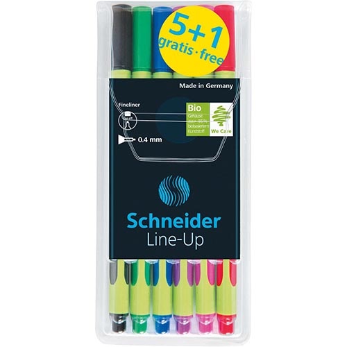 Schneider Schneider Line-Up fineliner 0,4 mm, 5 + 1 gratis, assorti