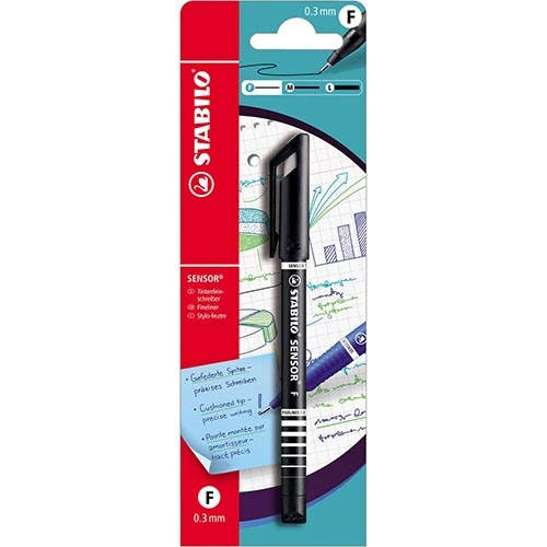 Stabilo STABILO SENSOR fineliner, 0,3 mm, zwart, op blister [10st]