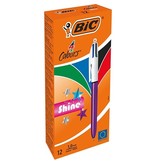 Bic Bic Colours Shine 4-kleurenbalpen, medium, klassieke inktkleuren, lichaam metallic paars
