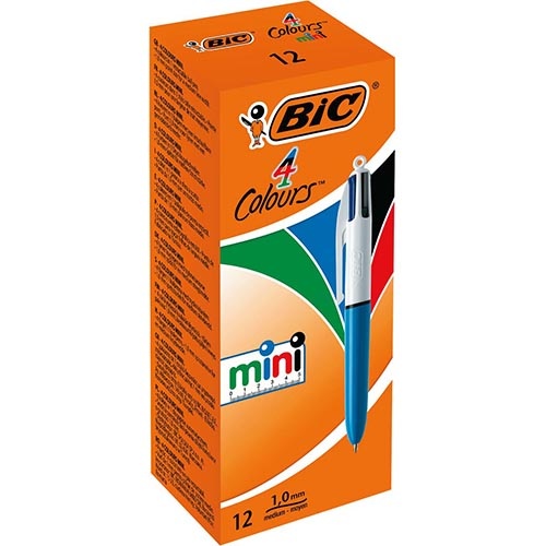 Bic Bic Colours Mini 4-kleurenbalpen, medium, klassieke inktkleuren, lichaam blauw