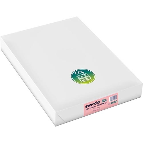 Clairefontaine Clairefontaine Evercolor gekleurd gerecycleerd papier, A3, 80 g, 500 vel, roze