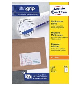 Avery Zweckform Avery Zweckform 3426, Universele etiketten, Ultragrip, wit, 100 vel, 8 per vel, ft 105 x 70 mm