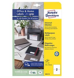 Avery Zweckform Avery Zweckform universele etiketten, 210 x 148 mm, wit, permanent klevend, 20 etiketten, 10 vellen