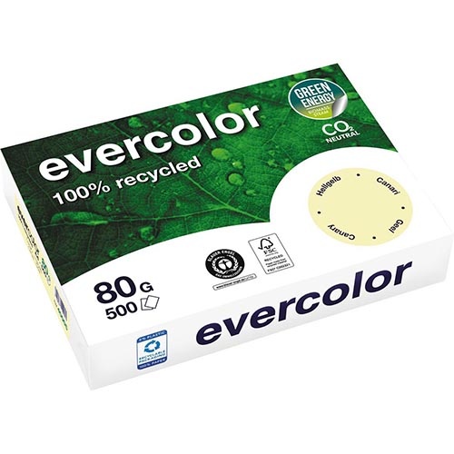 Clairefontaine Clairefontaine Evercolor, gekleurd gerecycleerd papier, A4, 80 g, 500 vel, geel