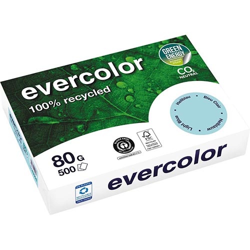 Clairefontaine Clairefontaine Evercolor, gekleurd gerecycleerd papier, A4, 80 g, 500 vel, helblauw