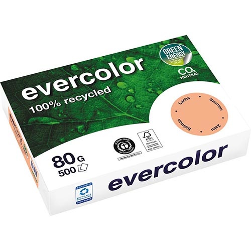 Clairefontaine Clairefontaine Evercolor, gekleurd gerecycleerd papier, A4, 80 g, 500 vel, zalm