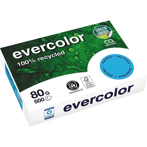 Clairefontaine Clairefontaine Evercolor, gekleurd gerecycleerd papier, A4, 80 g, 500 vel, donkerblauw