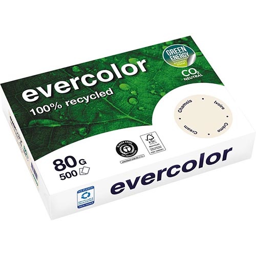 Clairefontaine Clairefontaine Evercolor, gekleurd gerecycleerd papier, A4, 80 g, 500 vel, ivoor