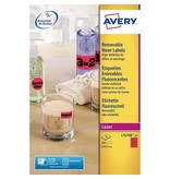 Avery Avery afneembare neon etiketten, 25 blad, 300 st., neonrood