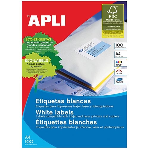 Apli Apli witte etiketten ft 105 x 57 mm (b x h), 1.000 stuks, 10 per blad (1278)