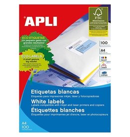 Apli Apli witte etiketten ft 105 x 35 mm (b x h), 1.600 stuks, 16 per blad (1287)