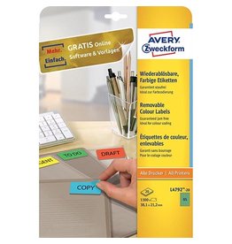 Avery Zweckform Avery gekleurde etiketten ft 38,1 x 21,2 mm (b x h), afneembaar, groen, 1300 stuks, 65 per blad