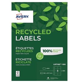 Avery Avery gerecycleerde witte laseretiketten 800 st., 8 per blad