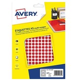 Avery Avery PET08R ronde markeringsetiketten, diameter 8 mm, blister van 2940 stuks, rood