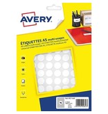 Avery Avery PET15W ronde markeringsetiketten, diameter 15 mm, blister van 1536 stuks, wit