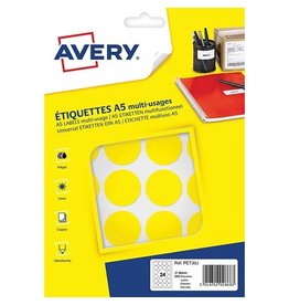 Avery Avery PET30J ronde markeringsetiketten, 240 st., geel