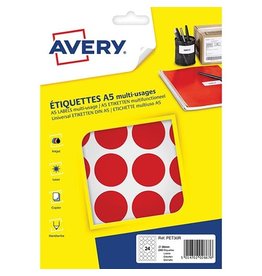 Avery Avery PET30R ronde markeringsetiketten, diameter 30 mm, blister van 240 stuks, rood