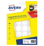 Avery Avery PET30W ronde markeringsetiketten, diameter 30 mm, blister van 384 stuks, wit