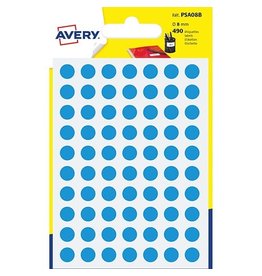 Avery Avery PSA08B ronde markeringsetiketten, diameter 8 mm, blister van 490 stuks, lichtblauw