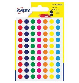 Avery Markeringsetiket Rond 8Mm Ass [1st]