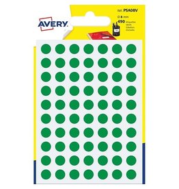 Avery Avery PSA08V ronde markeringsetiketten, diameter 8 mm, blister van 490 stuks, groen