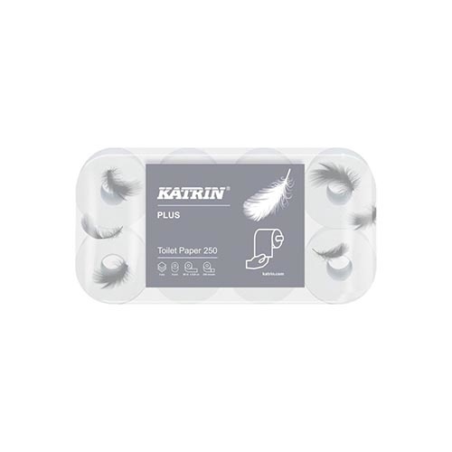 KATRIN Katrin toiletpapier, 3-laags, 250 vel per rol, pak van 8 rollen