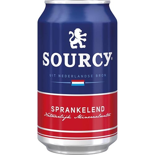 sourcy Sourcy mineraalwater, licht bruisend, blik van 33 cl, pak van 24 stuks, rood