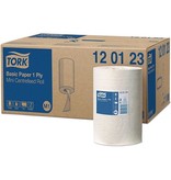 Tork Tork Universal Basic Mini poetspapier, centerfeed, 1-laags, systeem M1, wit, doos van 11 rollen