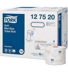 Tork Tork Premium toiletpapier soft, mid-size, 2-laags, systeem T6, wit, pak van 27 rollen
