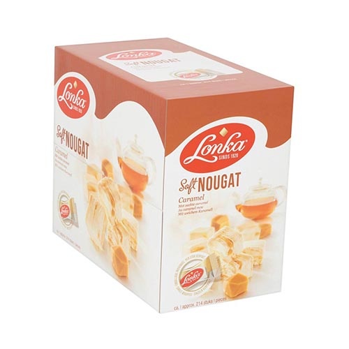 Lonka Lonka Nougat, per stuk verpakt, 12g, doos van 214 stuks, caramel