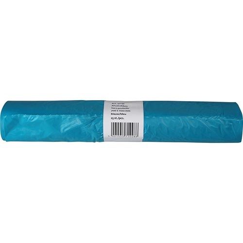 Merkloos Vuilniszak 20 micron, ft 70 x 110 x 0,2 cm, 120 liter, HDPE recycled, blauw, rol van 25 stuks