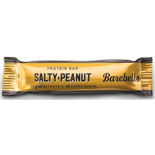 Merkloos Barebells snack Salty Peanut, reep van 55 g, pak van 12 st.