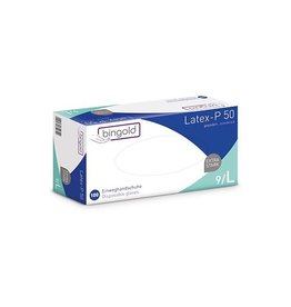 Bingold handschoenen uit latex, large, wit, poedervrij, doos van 100 stuks