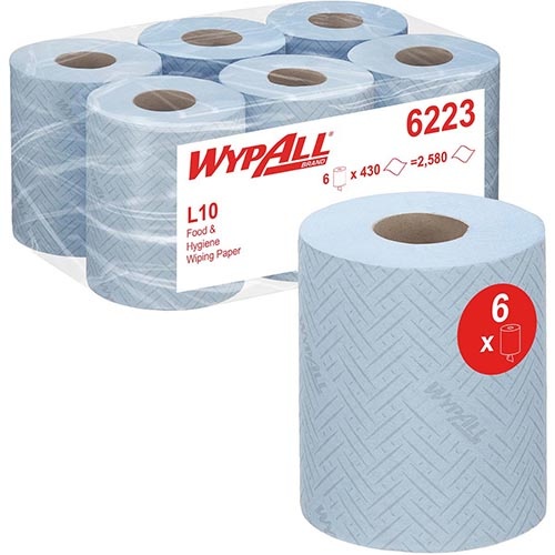 Wypall Kimberly-Clark Professional poetspapier Wypall Reach, blauw, pak van 6 rollen