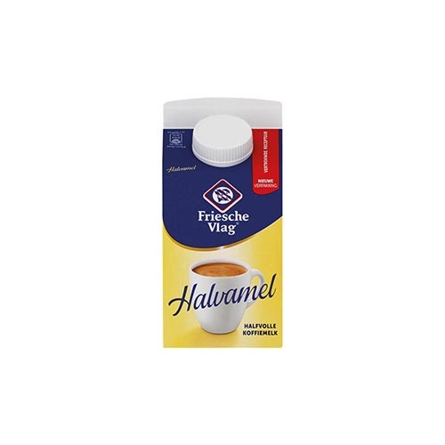 Friesche Vlag Friesche Vlag Halvamel koffiemelk, pak van 455 ml [18st]