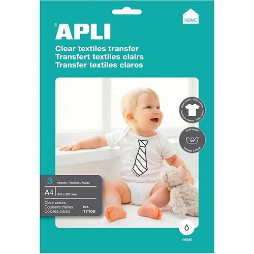 Apli Apli T-shirt Transfer Paper voor licht of wit textiel, pak met 3 vellen