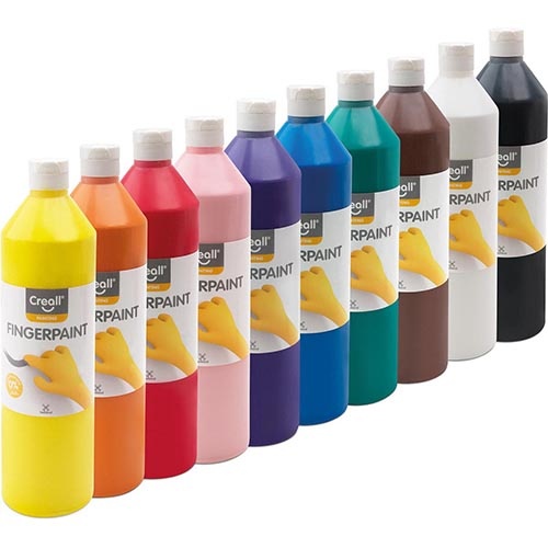 Creall Creall vingerverf Happy, set met 10 flesjes van 750 ml in geassorteerde kleuren