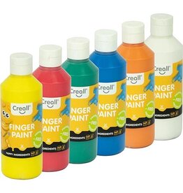 Creall Creall vingerverf Happy, set met 6 flesjes van 250 ml in geassorteerde kleuren