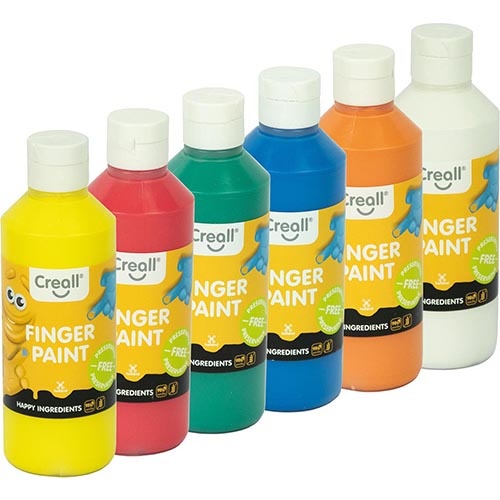 Creall Creall vingerverf Happy, set met 6 flesjes van 250 ml in geassorteerde kleuren