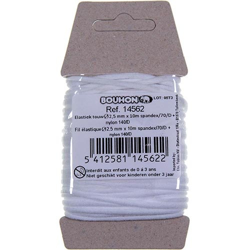 Bouhon Bouhon elastiek touw, nylon, ft 2,5 mm x 10 m, op blister